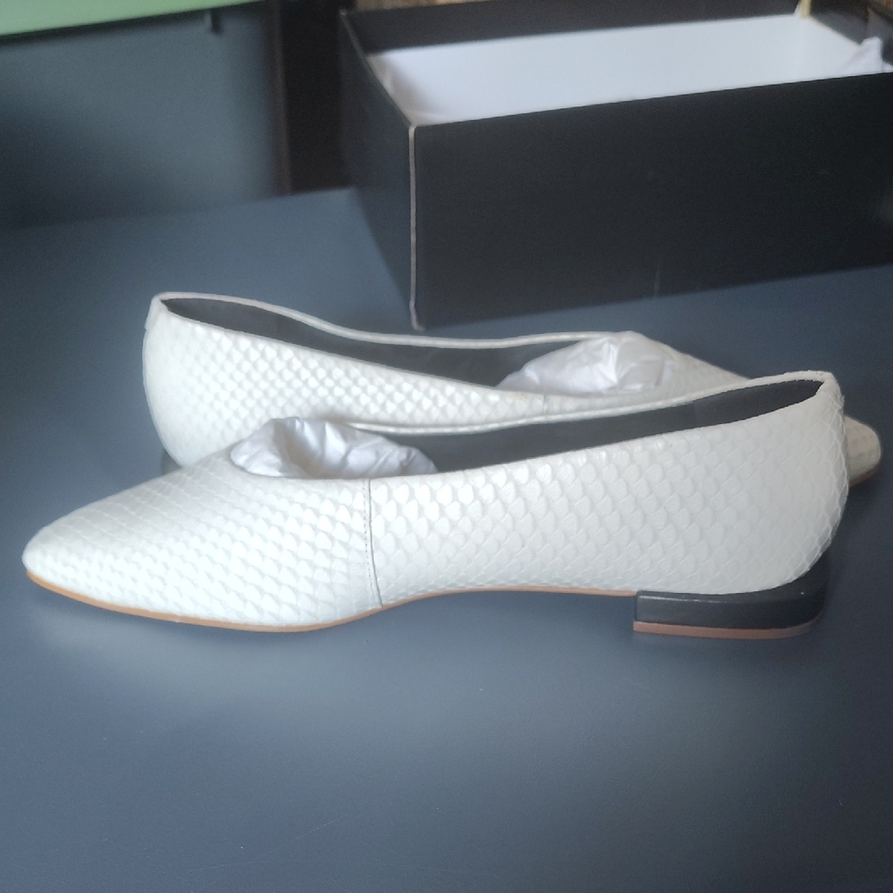 Saks Fifth Avenue Snake Embossed Leather Flats NWT Comes With The Box 9.5 - Picture 3 of 10